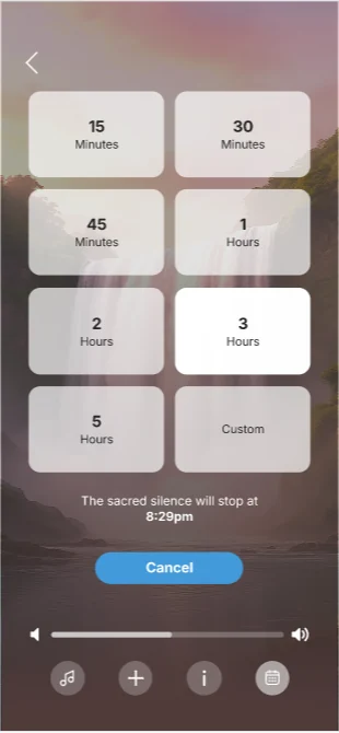 HealLift sleep sounds and timer screen