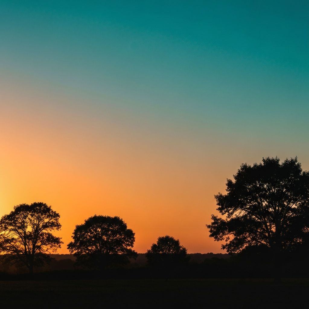 Sunset over calm landscape